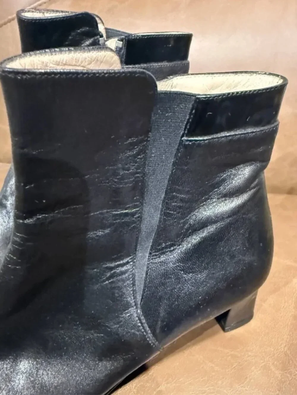 Made in Italy Black Leather Ankle Boots EU 35 US 5 | Square Toe Italian Booties